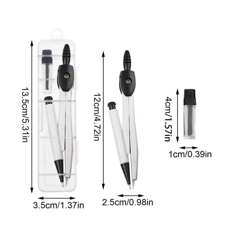 Matemaatikakompass Vastupidav kunstikompass lastele Täiskasvanutele Teismelistele Kontoritarbed Sujuv kirjutamiskompass koos lisajuhtme ja lisajuhtmega