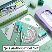 7 buc/set set de rigle matematice multifuncționale rigle profesionale busolă instrumente de desen rechizite școlare papetărie pentru studenți