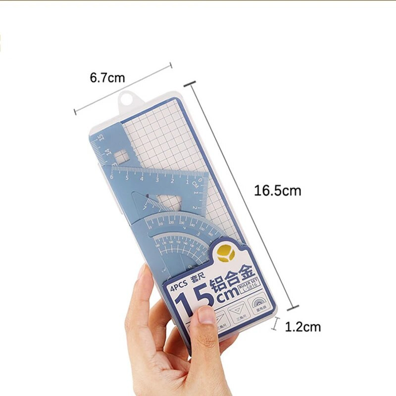 Alumiiniumisulamist joonlaud, multifunktsionaalne neljaosaline joonlaud, kolmnurkne joonlaud 15 cm õpilase metallist joonlaud kirjatarbed