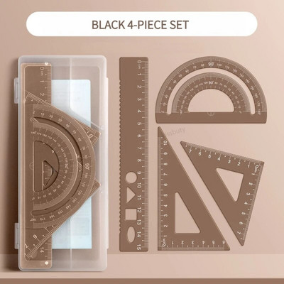 4 vienā alumīnija sakausējuma lineāls rakstāmpiederumu komplekts Alumīnija sakausējuma daudzfunkcionāls kombinētais lineāls trīsstūra transportierīce zīmēšanai