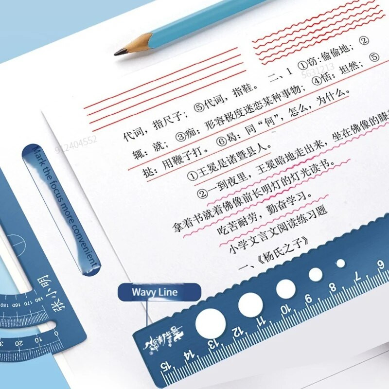 4 vienā alumīnija sakausējuma lineāls rakstāmpiederumu komplekts Alumīnija sakausējuma daudzfunkcionāls kombinētais lineāls trīsstūra transportierīce zīmēšanai