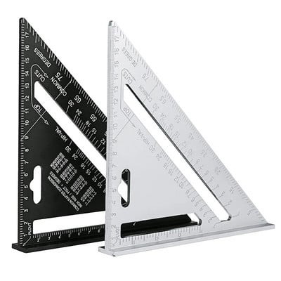 7-инчов метричен триъгълник линийка алуминиева сплав ъглов транспортир скоростна метрична квадратна измервателна линийка за дърводелец дърводелски инструмент