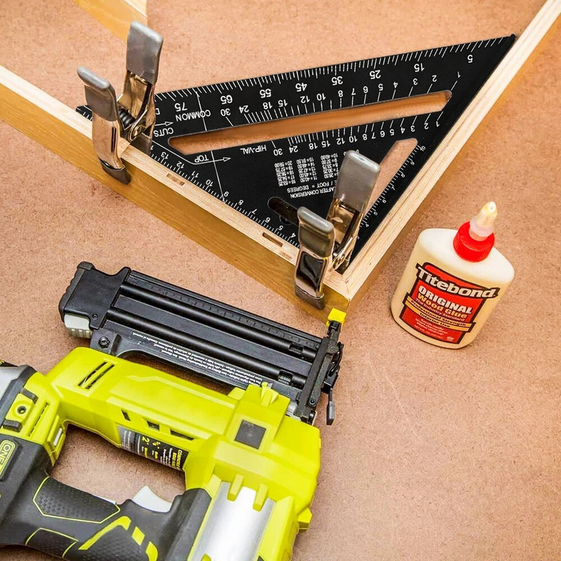 7-инчов метричен триъгълник линийка алуминиева сплав ъглов транспортир скоростна метрична квадратна измервателна линийка за дърводелец дърводелски инструмент