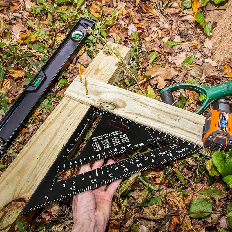 7-инчов метричен триъгълник линийка алуминиева сплав ъглов транспортир скоростна метрична квадратна измервателна линийка за дърводелец дърводелски инструмент