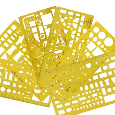 Πρότυπο γεωμετρικού σχεδίου σχεδίασης στένσιλ Εργαλείο μέτρησης Πλαστικός χάρακας για την αρχιτεκτονική μελέτη γραφείου Σχεδιασμός κτιρίου