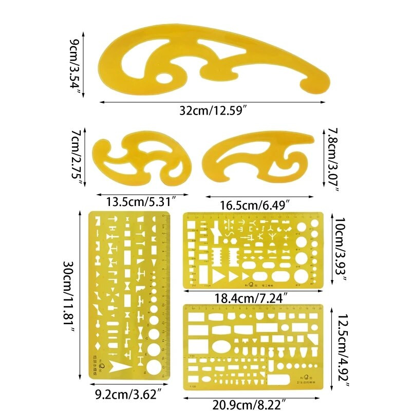 Geometrinio piešimo šablono piešimo trafareto matavimo įrankis Plastikinė liniuotė architektūros biuro studijų projektavimo pastatui