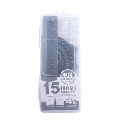 4 bucăți/set set de rigle din aluminiu metal/plastic/geometrie moale matematică desen busolă papetărie rigle matematice pentru școală