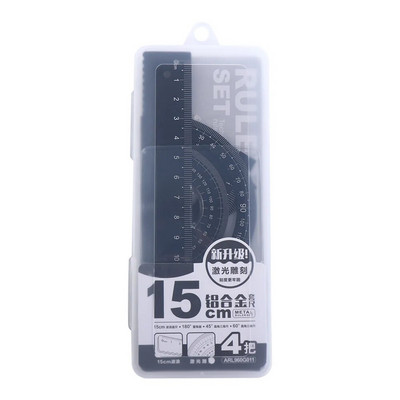 4 bucăți/set set de rigle din aluminiu metal/plastic/geometrie moale matematică desen busolă papetărie rigle matematice pentru școală