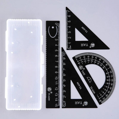 4 buc/set seturi de matematică riglă metalică riglă triunghiulară raportor cu cutie pentru seturi de geometrie pentru elevi de la școală
