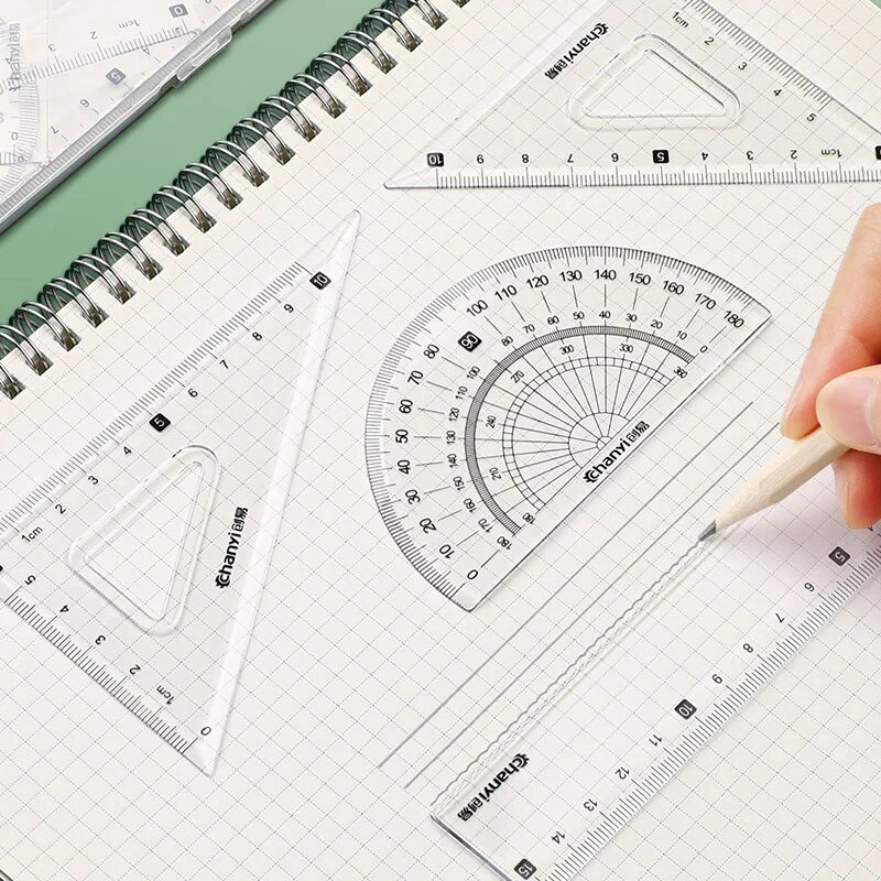 4tk/7tk geomeetriliste matemaatiliste joonistustööriistade komplekt Multifunktsionaalne kompassi nurgamõõtja joonlaua kustutuskumm