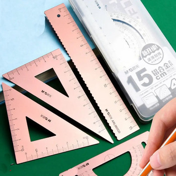 4 τμχ/Σετ M&G Σετ χάρακες αλουμινίου Μεταλλικό/Πλαστικό/Μαλακό Γεωμετρία Μαθηματικά Σχέδιο Πυξίδα Χάρακες γραφικής ύλης Μαθηματικά για το σχολείο
