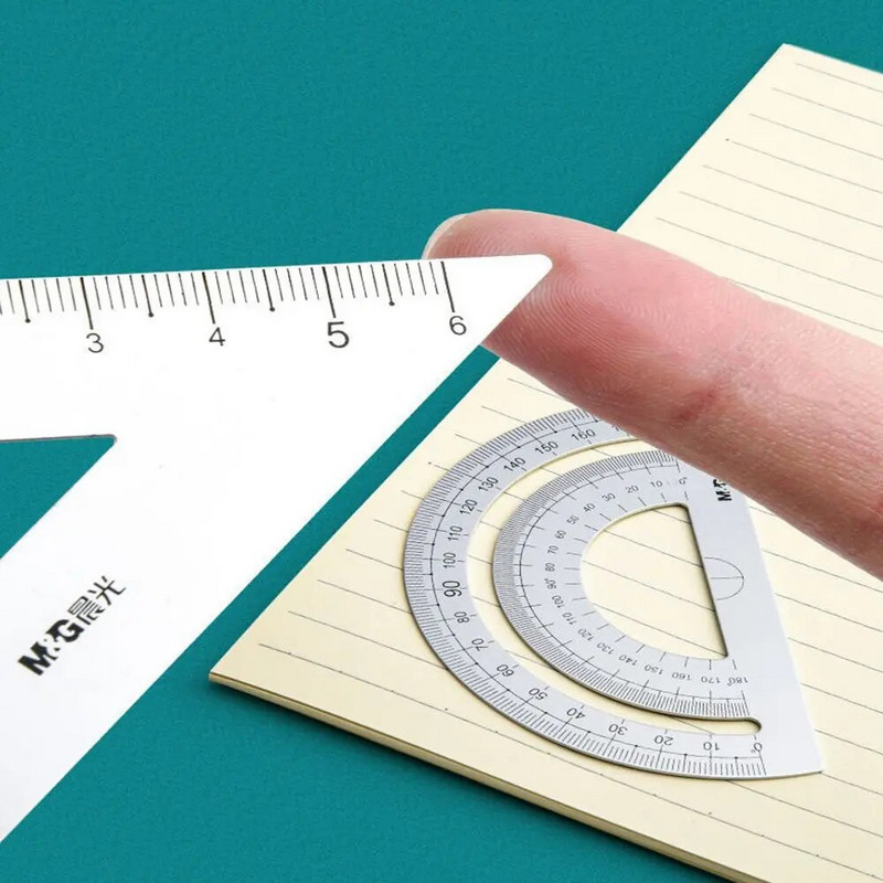 4 bucăți/set M&G set de rigle din aluminiu metal/plastic/geometrie moale matematică desen busolă papetărie rigle matematice pentru școală