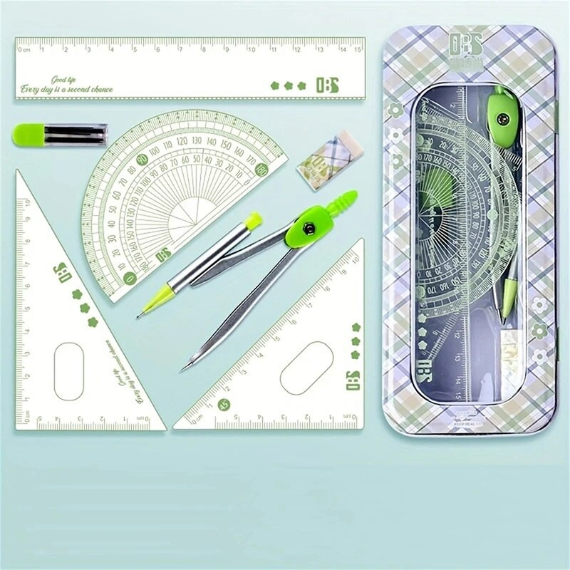 Jauns 8gab/komplekts kompasa lineālu komplekts Daudzfunkciju matemātiskie lineāli Profesionālie zīmēšanas rīki Skolas piederumi Skolēnu Kancelejas preces