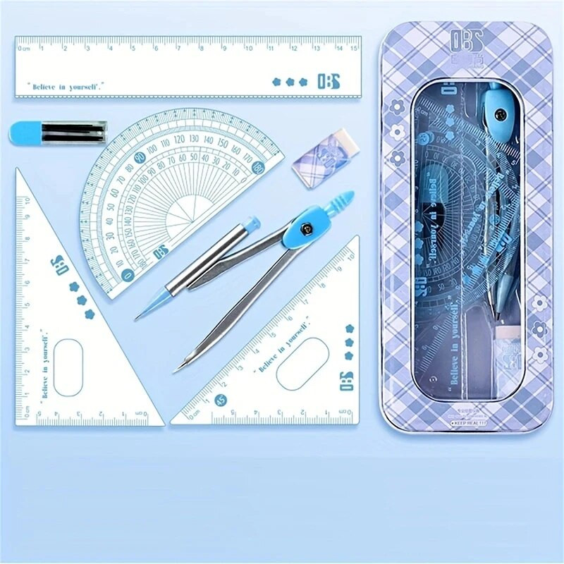 Jauns 8gab/komplekts kompasa lineālu komplekts Daudzfunkciju matemātiskie lineāli Profesionālie zīmēšanas rīki Skolas piederumi Skolēnu Kancelejas preces