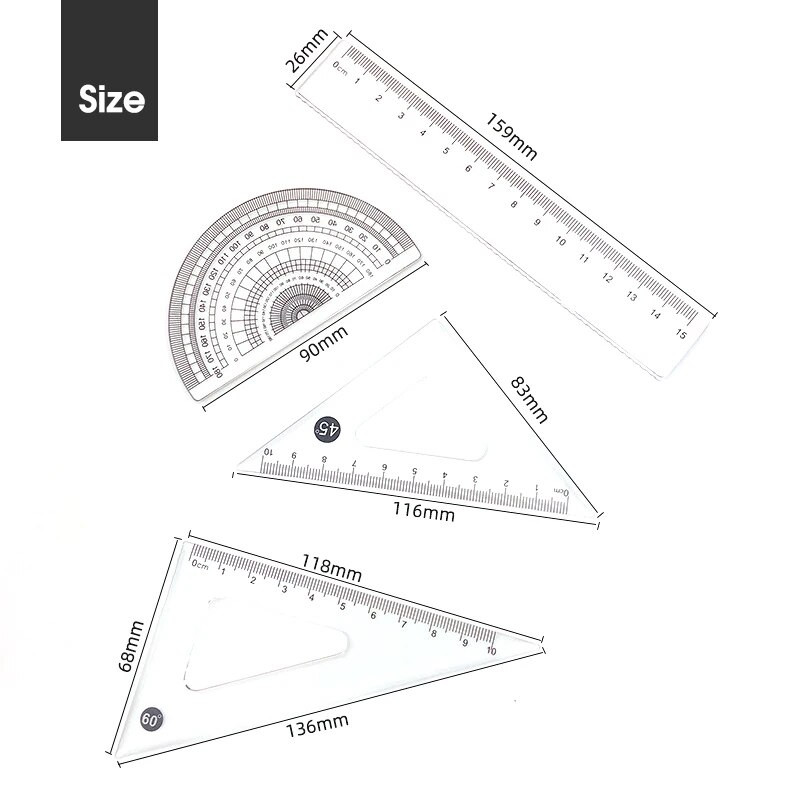 8 vienā kompasa lineālu komplekts Dzelzs kaste, matemātiskā ģeometriskā plāksne, rakstāmpiederumi, matemātika skolēniem, zīmēšana, transportiera piederumi 2291