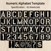 42Gb Burtu numurs Simbols Amatniecība Dobs Trafarets Zīmogs Reljefs Veidne Atkārtoti lietojama štancēšanas veidne Pārnēsājama lineāla gleznošanas tāfele