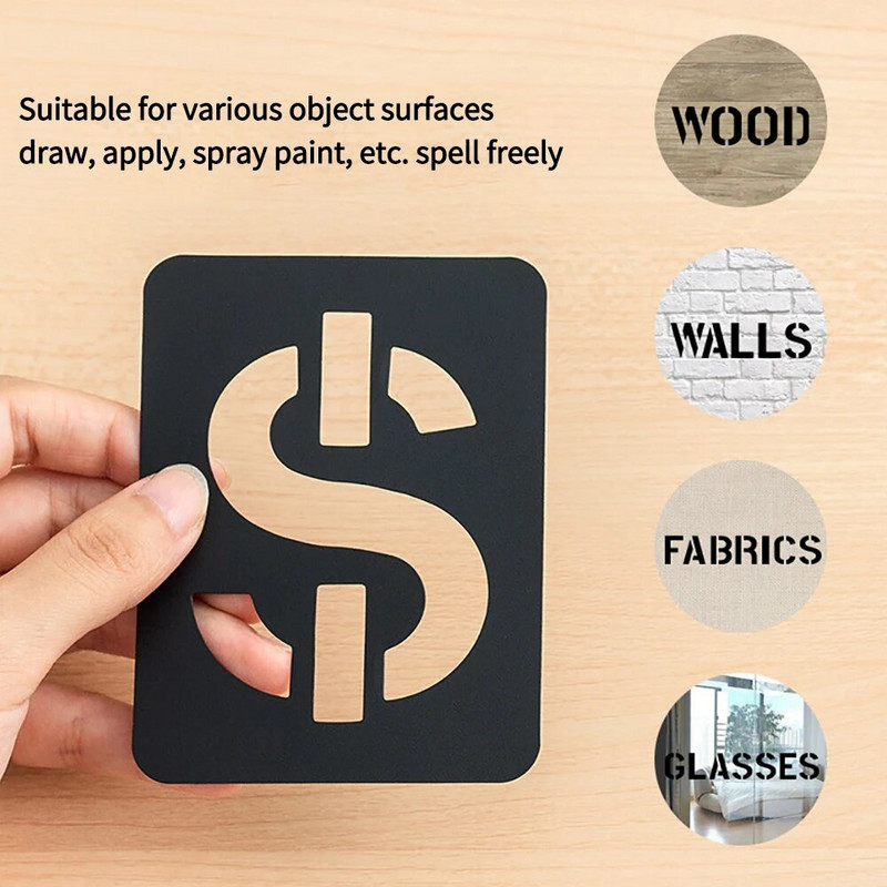 42Gb Burtu numurs Simbols Amatniecība Dobs Trafarets Zīmogs Reljefs Veidne Atkārtoti lietojama štancēšanas veidne Pārnēsājama lineāla gleznošanas tāfele