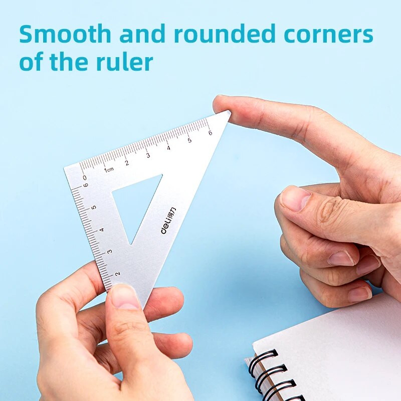 DELI lineālu komplekts alumīnija zīmēšanas lineāls 4 gab., komplekts skolas taisnajam lineālam trīsstūrveida transportiera kancelejas piederumiem skolas piederumi