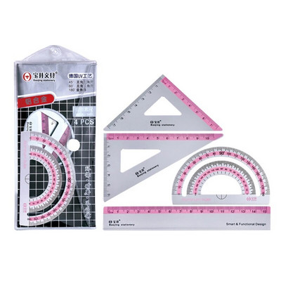 4 buc/set rigle din aliaj de aluminiu multifuncțional școală birou desen pentru măsurare geometrie triunghi raportor riglă papetărie