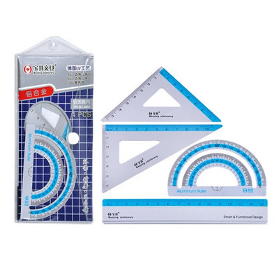 4 buc/set rigle din aliaj de aluminiu multifuncțional școală birou desen pentru măsurare geometrie triunghi raportor riglă papetărie