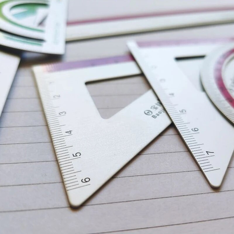 4 τμχ/σετ Χάρακες από κράμα αλουμινίου Πολυλειτουργικό Σχολικό γραφείο Σχέδιο Μέτρηση Γεωμετρία Τρίγωνο μοιρογνωμόνιο Χάρακας Χαρτικά