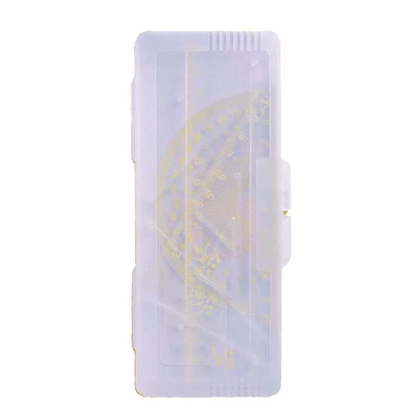 4 daļiņu ģeometrijas matemātikas rīku komplekts. Caurspīdīgi zīmēšanas lineāli Ietver taisnu lineālu Trīsstūrveida lineālu transportieri Y3NC