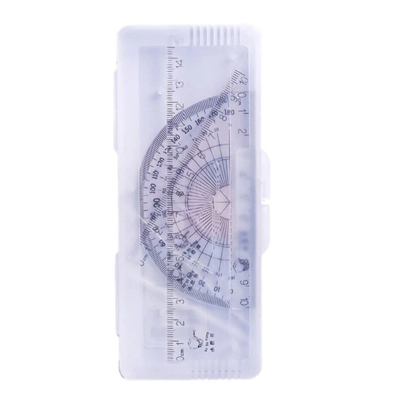 4 daļiņu ģeometrijas matemātikas rīku komplekts. Caurspīdīgi zīmēšanas lineāli Ietver taisnu lineālu Trīsstūrveida lineālu transportieri Y3NC