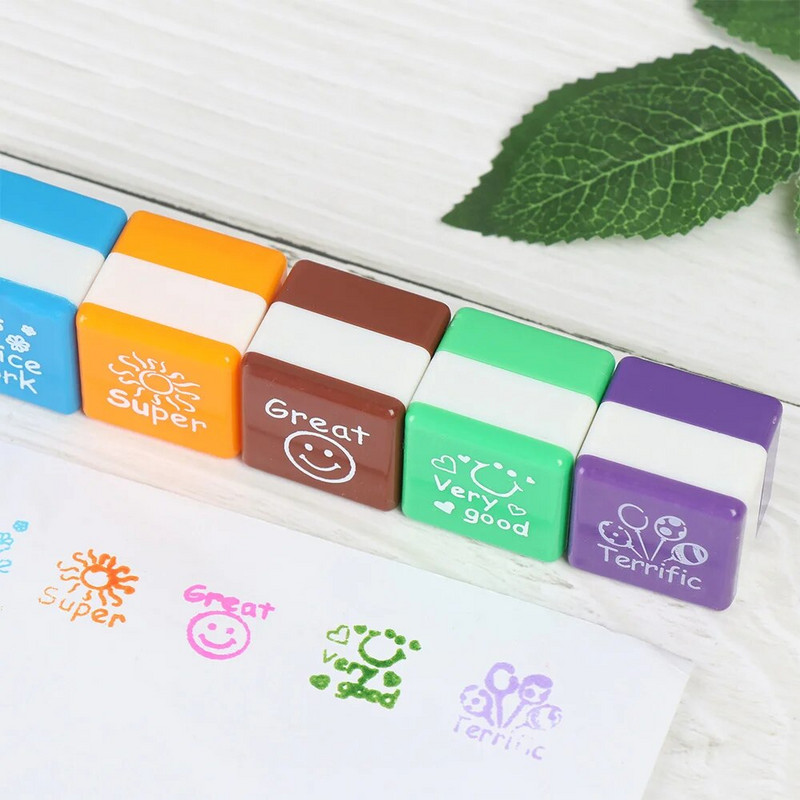 6gab/komplekts Skolotāji Uzslavas frāze Atlīdzības zīmogi Bērnudārza bērni Uzslavas Atlīdzības Zīmogi Mājasdarbi Pašu uzslavas Tintes Zīmogi