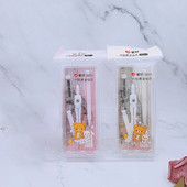 AIHAO 78311 Rilakkuma metāla kompasa lineāls, trīsstūra lineāls, skolas rakstāmpiederumi jaunāko klašu skolēniem