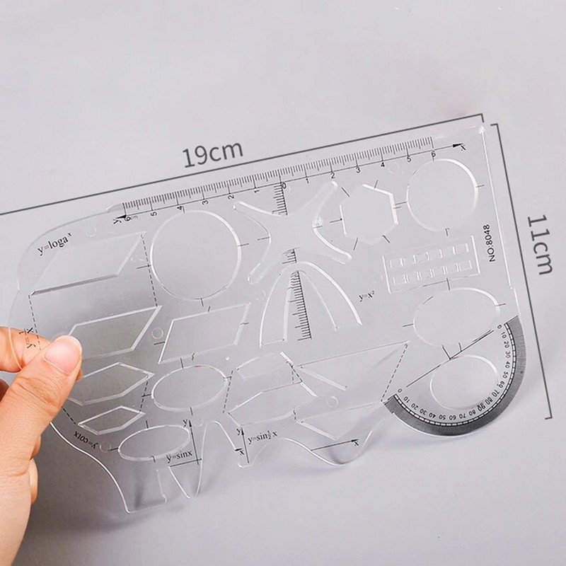 Daudzfunkcionālie ģeometriskie lineāli Ģeometriskā zīmēšanas veidne mērīšanas lineāla leņķa un apļa veidotāja zīmējums