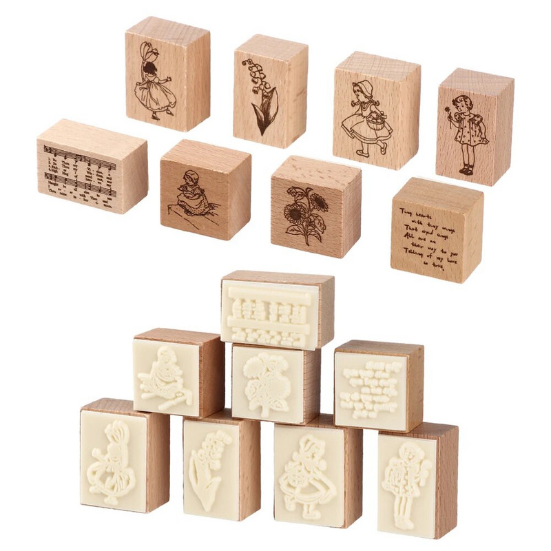 Meža ziedu sērija Jauki DIY koka gumijas zīmogi dienasgrāmata Scrapbooking ar rokām apgleznoti dekori amatniecība meža augi gumijas zīmogi