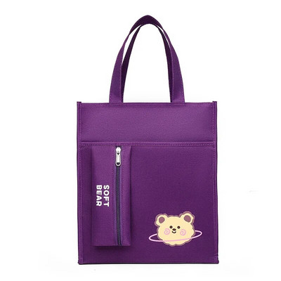 Uus Oxfordi riidest kahekihiline õppetasu kott Kunstlik kott Armas koomiksitrükiga õpilaste käeshoitav õppemaksukott