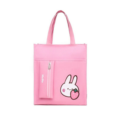 Uus Oxfordi riidest kahekihiline õppetasu kott Kunstlik kott Armas koomiksitrükiga õpilaste käeshoitav õppemaksukott