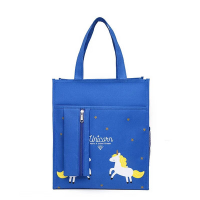 Uus Oxfordi riidest kahekihiline õppetasu kott Kunstlik kott Armas koomiksitrükiga õpilaste käeshoitav õppemaksukott