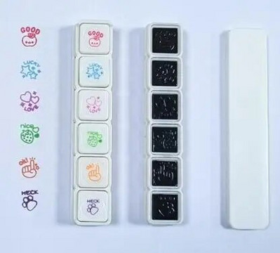 6 gab./komplektā Creative Self Ink Atlīdzības zīmogi Kawaii Press Tintes spilventiņu zīmogi, kas iedrošina bērnus, DIY mākslas amatniecības kancelejas preces biroja piederumi