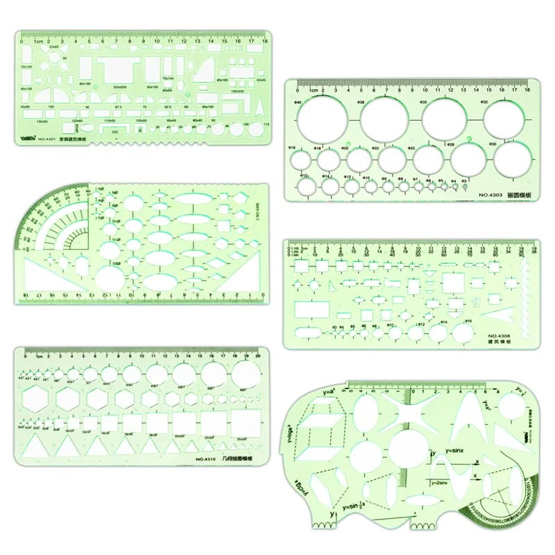 Plastmasas dobi mērīšanas lineālu komplekts Biroja un skolas veidnes Mācību rīki Drēbnieku šūšanas piederumu komplekts
