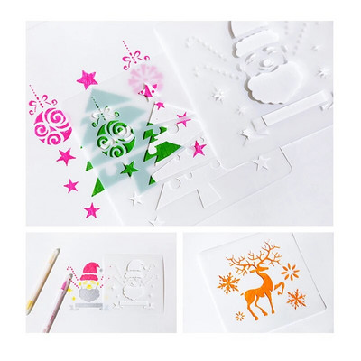 Ziemassvētku DIY ar rokām darināti amatniecības slāņu trafareti krāsošanai Scrapbooking pastmarku albuma dekorēšana ar reljefu papīra kartītes veidne