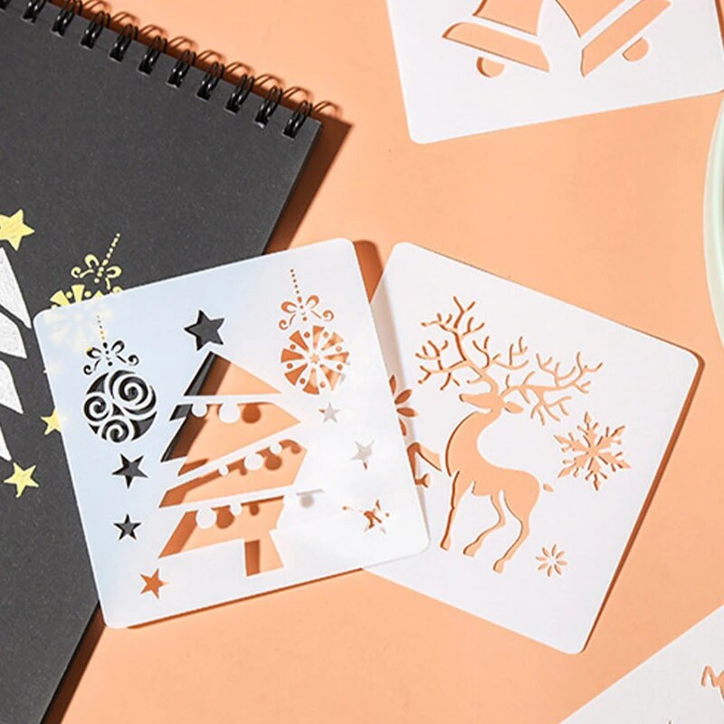 Ziemassvētku DIY ar rokām darināti amatniecības slāņu trafareti krāsošanai Scrapbooking pastmarku albuma dekorēšana ar reljefu papīra kartītes veidne