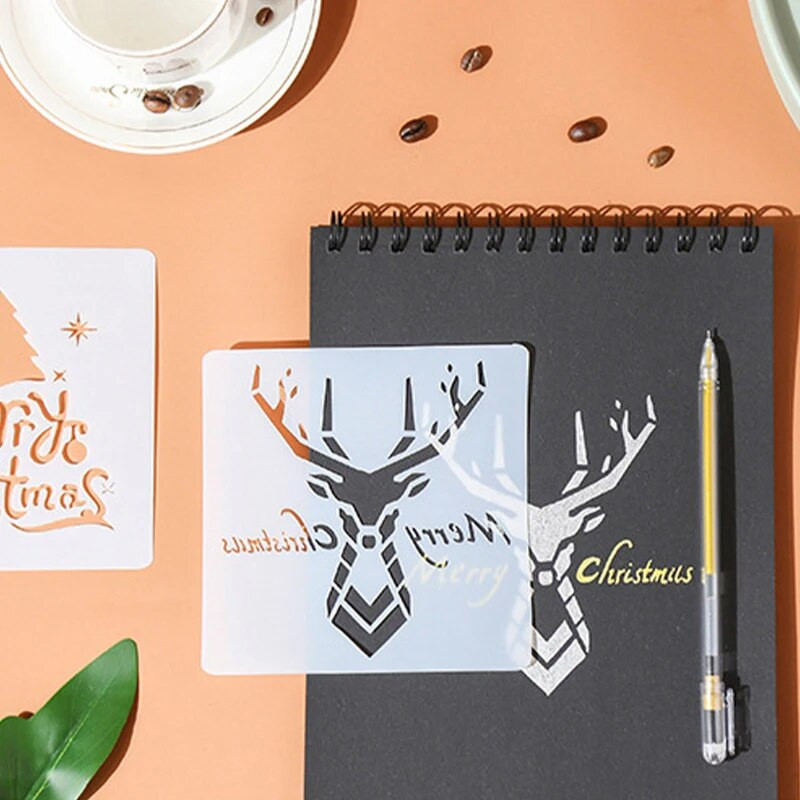 Ziemassvētku DIY ar rokām darināti amatniecības slāņu trafareti krāsošanai Scrapbooking pastmarku albuma dekorēšana ar reljefu papīra kartītes veidne