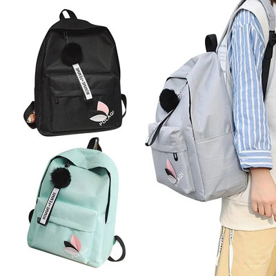 Printed Leaves Backpack Large Capacity Rucksack Zipper Portable Knapsack Female Shoulder Bag Simple Student Schoolbag