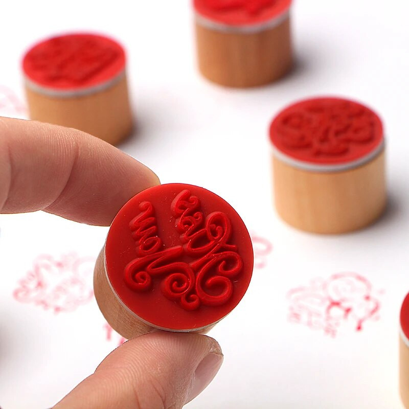 1 gab. Paldies, koka gumijas zīmogs par albumu, svētības apsveikuma vēstule jums veiksmi, rokām darināts, apaļš koka zīmogs