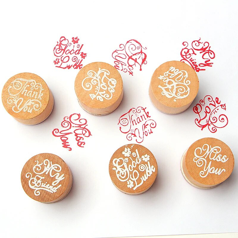 1 gab. Paldies, koka gumijas zīmogs par albumu, svētības apsveikuma vēstule jums veiksmi, rokām darināts, apaļš koka zīmogs