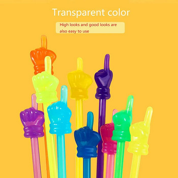Учебен показалец Дизайн на пръсти Цветна нехлъзгаща се пластмасова дръжка Огъваща се детска ръчна презентаторска пръчка за преподаване 10 бр.