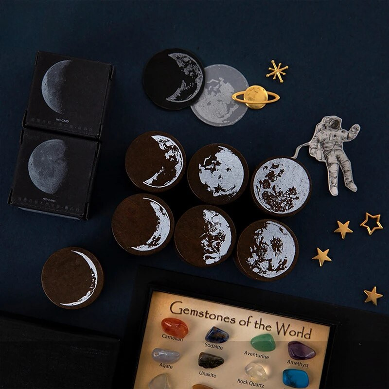 Vintage Moon Series Wooden Stamp DIY Craft Wooden Rubber Stamps for Scrapbooking Stationery Scrapbooking Standard Stamp