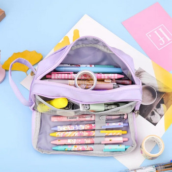 Θήκες μολυβιών μεγάλης χωρητικότητας Τριών στρώσεων Χαριτωμένη τσάντα μολυβιών Student Teacher Μολυβοθήκη γραφικής ύλης Δώρο για παιδιά