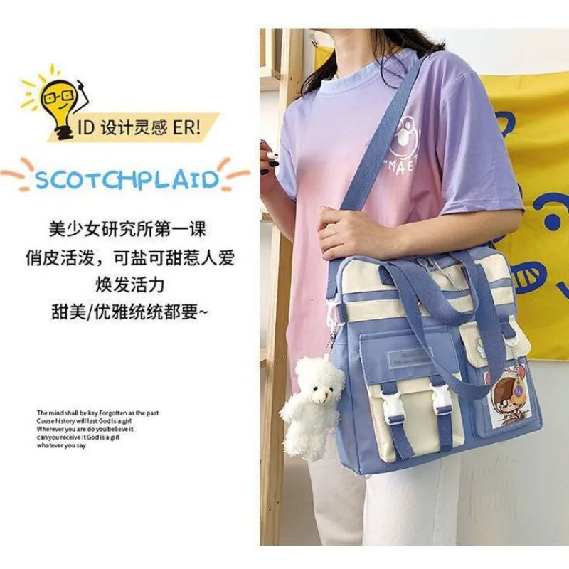 Apmācības Somas Sieviešu Crossbody Soma Studentu Liela ietilpība Plecu klases soma Pārnēsājama mācību soma Pārnēsājama soma