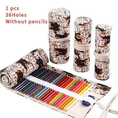 24/12/36/48/72 Τρύπα πολύχρωμη υφασμάτινη μολυβοθήκη Antique Aesthetics Stationery Cosmetic Pencil Storage Bag Stationery Box 050045