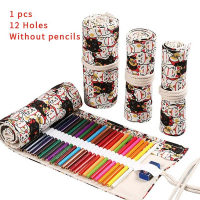 24/12/36/48/72 Τρύπα πολύχρωμη υφασμάτινη μολυβοθήκη Antique Aesthetics Stationery Cosmetic Pencil Storage Bag Stationery Box 050045