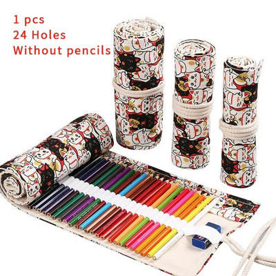 24/12/36/48/72 Τρύπα πολύχρωμη υφασμάτινη μολυβοθήκη Antique Aesthetics Stationery Cosmetic Pencil Storage Bag Stationery Box 050045