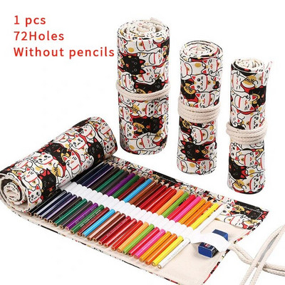 24/12/36/48/72 Τρύπα πολύχρωμη υφασμάτινη μολυβοθήκη Antique Aesthetics Stationery Cosmetic Pencil Storage Bag Stationery Box 050045